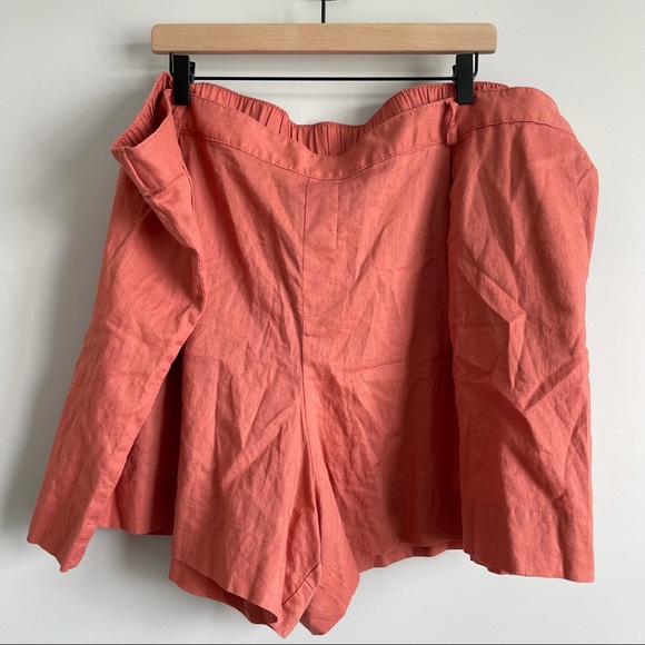 Ava & Viv Coral Orange Linen Blend Shorts Plus - Picture 2 of 6